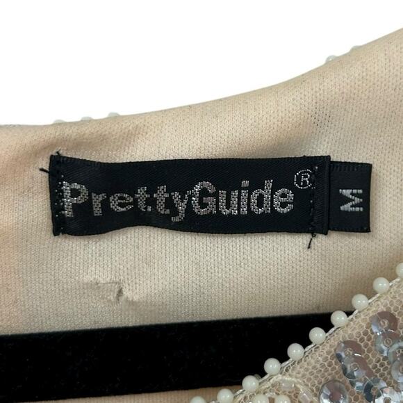 PrettyGuide Sequin Beaded Cap Sleeve Fringe Hem Flapper Dress Womens Medium - Picture 2 of 4